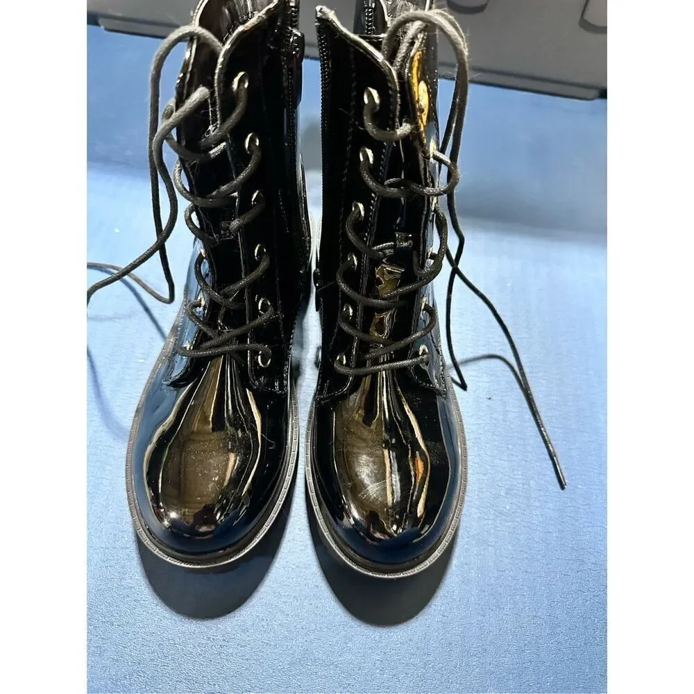 Forever Link Girl's Chief-88K Military Ankle Boots Patent Leather Size 4